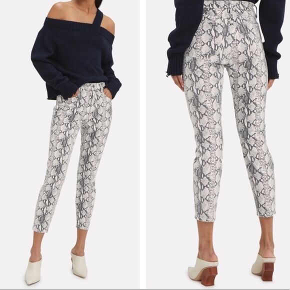 FRAME Ali cropped snake-print high-rise skinny jeans - Picture 7 of 8